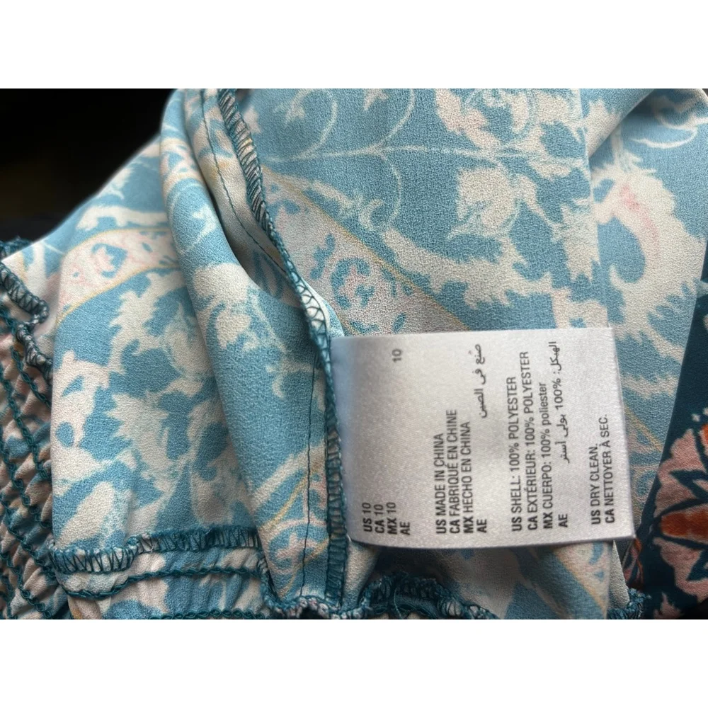 Women's INC International Concepts Teal Pink Floral Midi Dress Size 10 - Picture 6 of 6